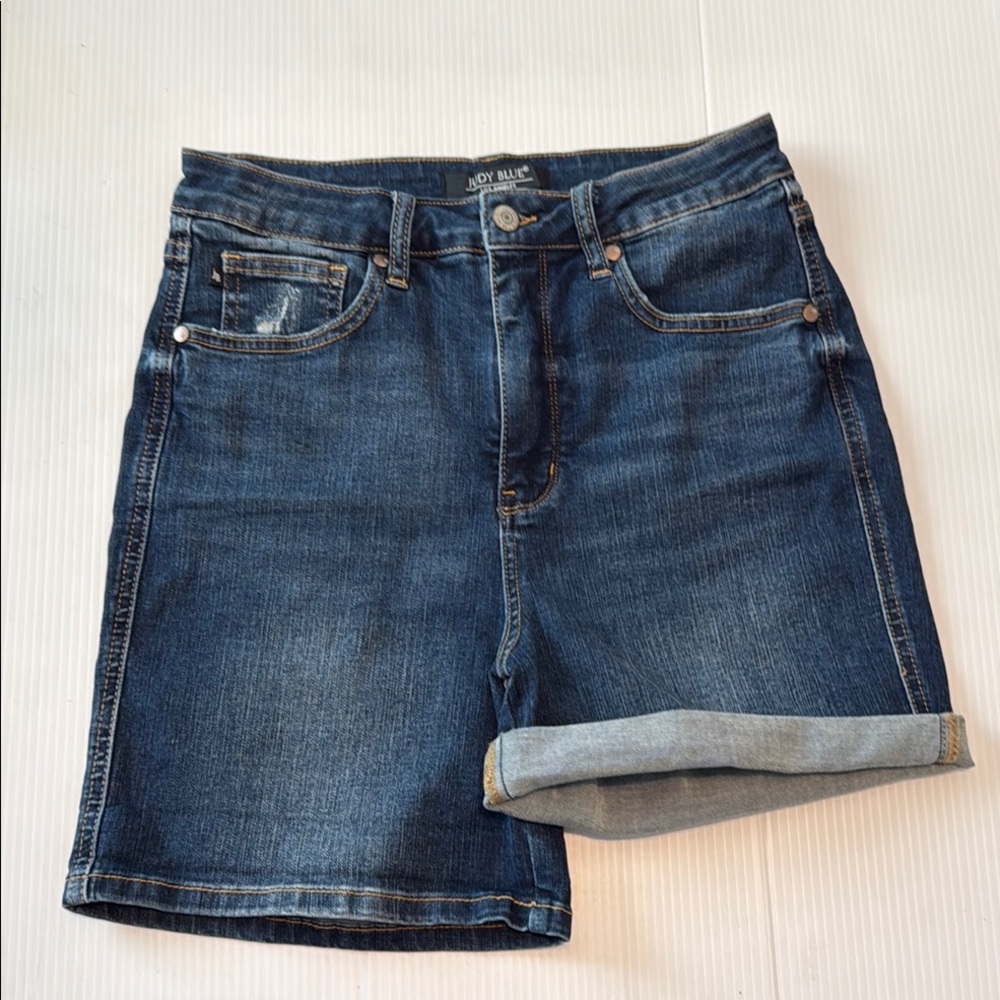 Judy Blue #JB150286 High Rise Tummy Control Denim Shorts (L)